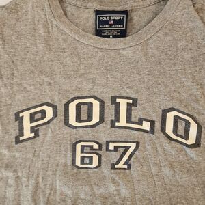 Ralph Lauren Polo Sport 67 Muscle Shirt. Y2K Mens Medium Size, Gray